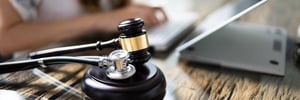 Law Gavel And Stethoscope Stock Photo
